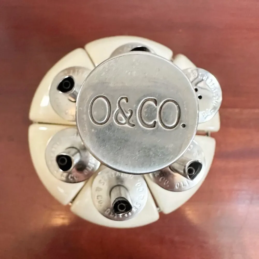 Oliviers & Co Kitchen Oils Caddy Holder Cream Silver Retro Vintage